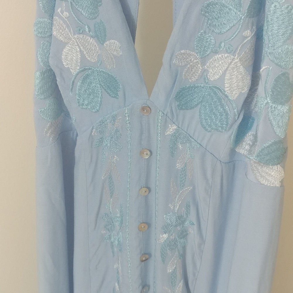 2/$40 2 left! Blue flowy embroidered maxi low cut - Picture 6 of 7